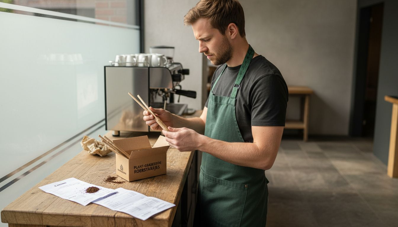 De barchef beoordeelt monsters van plantaardige producten.