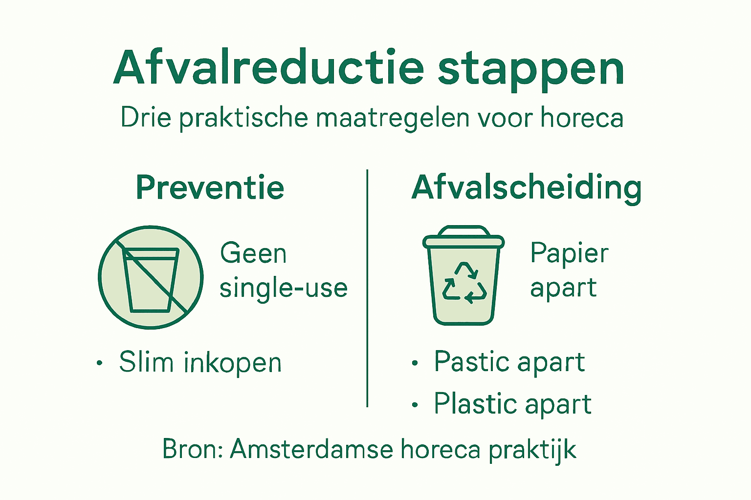 Overzicht: stappenplan voor afvalvermindering in de horeca