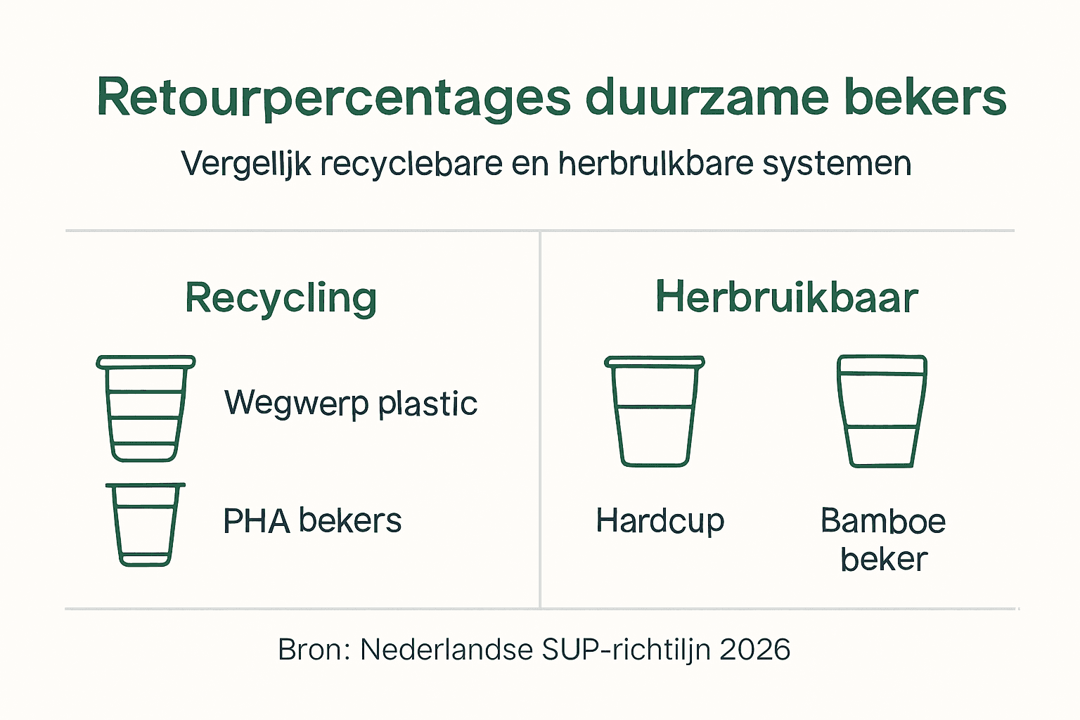Overzichtelijke infographic met cijfers over het retourpercentage van drinkbekers