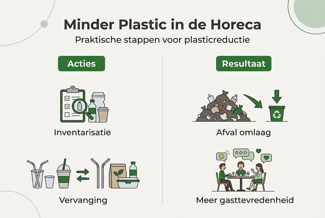 Infographic: stappenplan en resultaten van plasticvermindering in de horeca