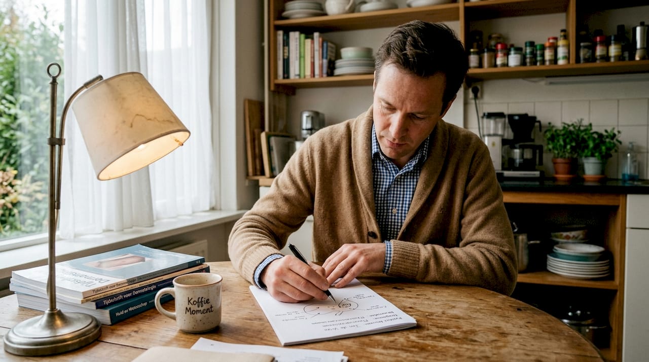 Een dermatoloog verdiept zich in wetenschappelijke artikelen over de werking van CBD op de huid.