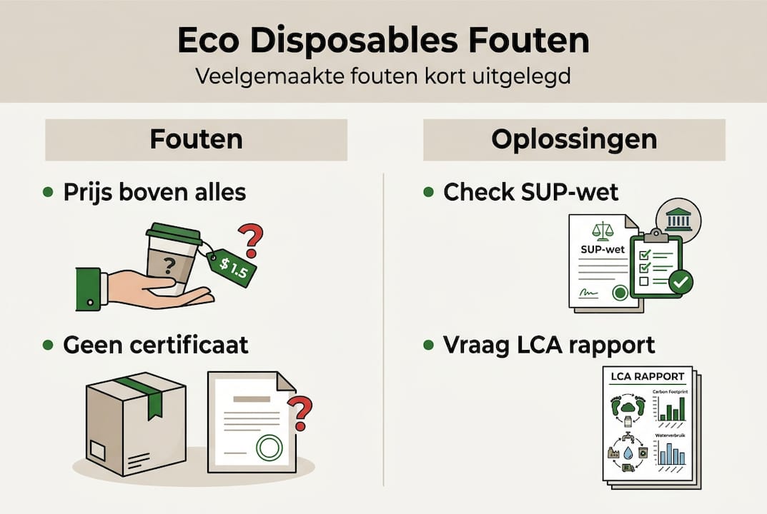 Infographic: veelvoorkomende fouten bij het gebruik van eco-vriendelijke wegwerpverpakkingen