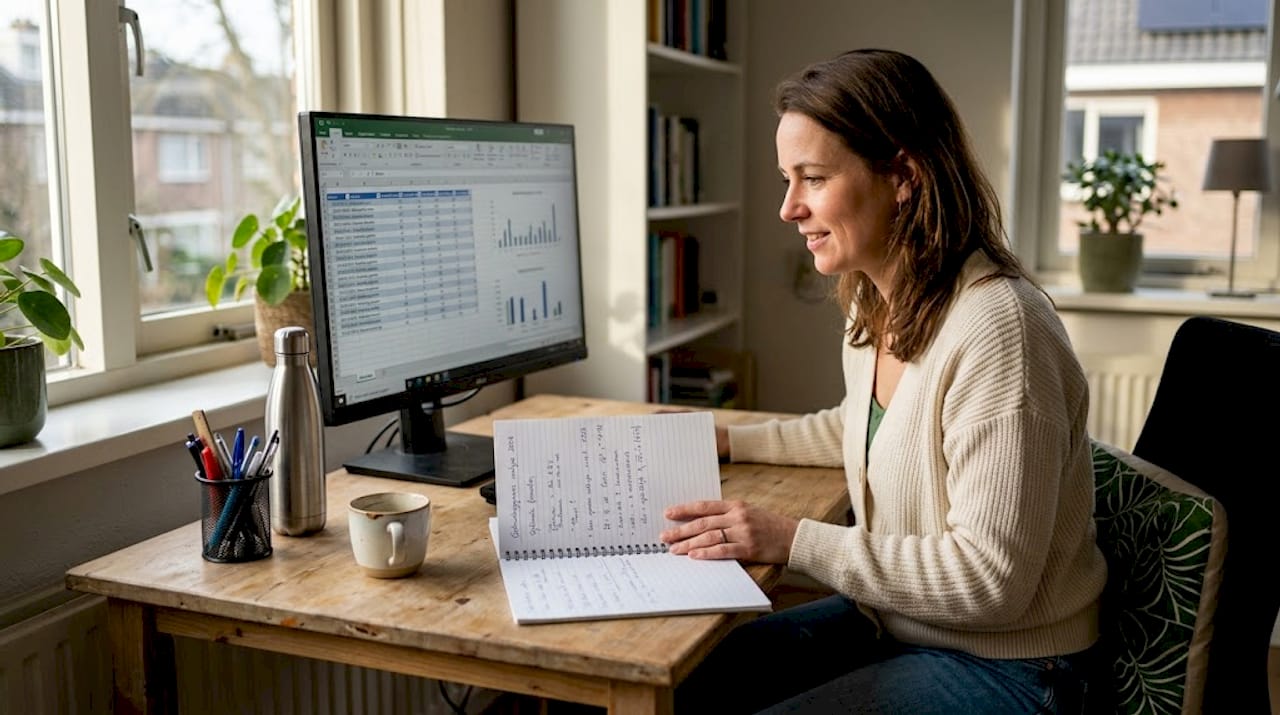 Vrouw start met het uitvoeren van een nulmeting voor het milieubeleid