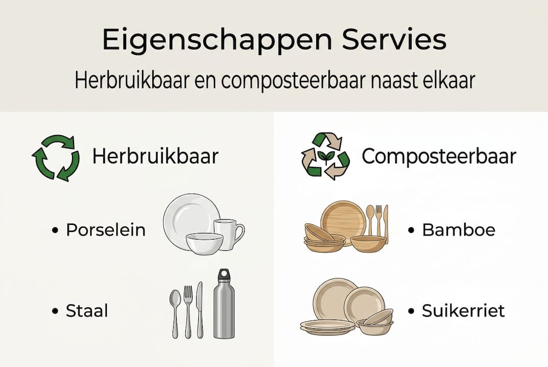 Infographic: eigenschappen van servies – herbruikbaar en composteerbaar