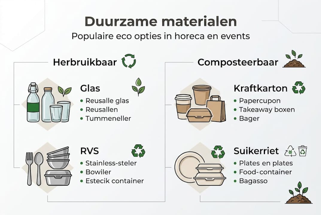 Overzicht van duurzame materiaalkeuzes voor horeca en evenementen