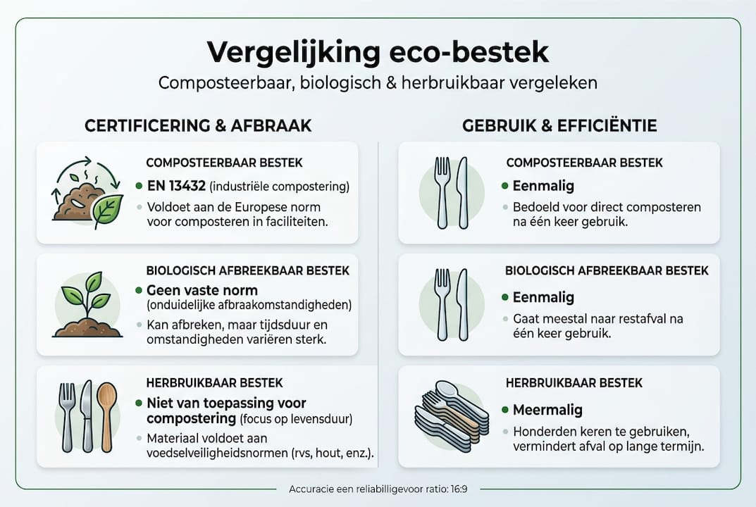 Infographic: overzicht van de verschillende soorten milieuvriendelijk bestek
