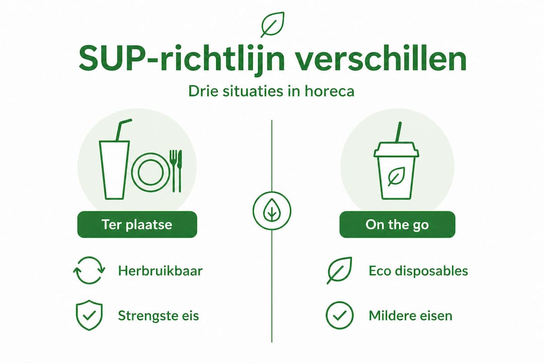Infographic: verschillen in SUP-richtlijnen voor horeca wegwerpservies