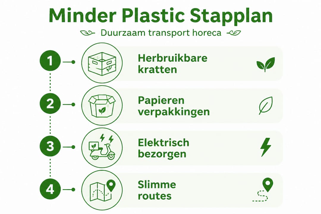 Infographic: Stappenplan voor minder plastic in transport binnen de horeca