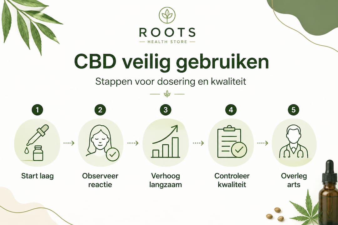 Infographic: stap-voor-stap handleiding voor verantwoord gebruik van CBD