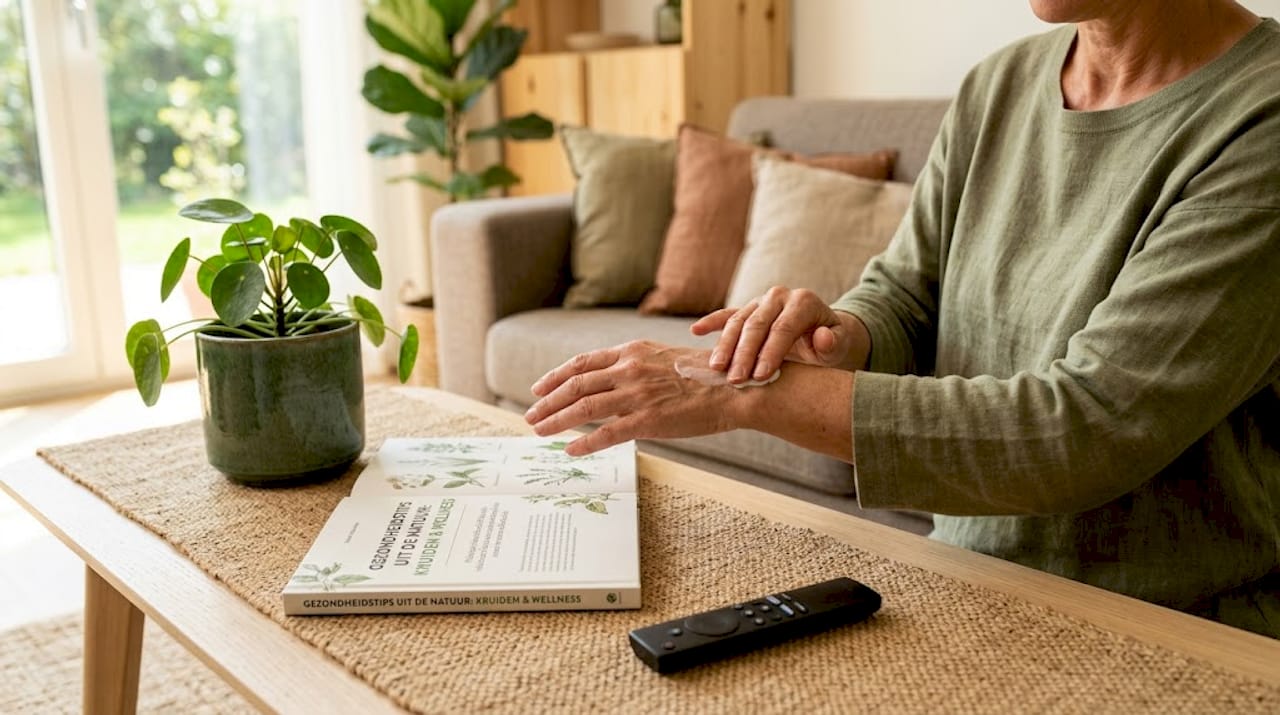 Iemand wrijft CBD-crème op zijn pols
