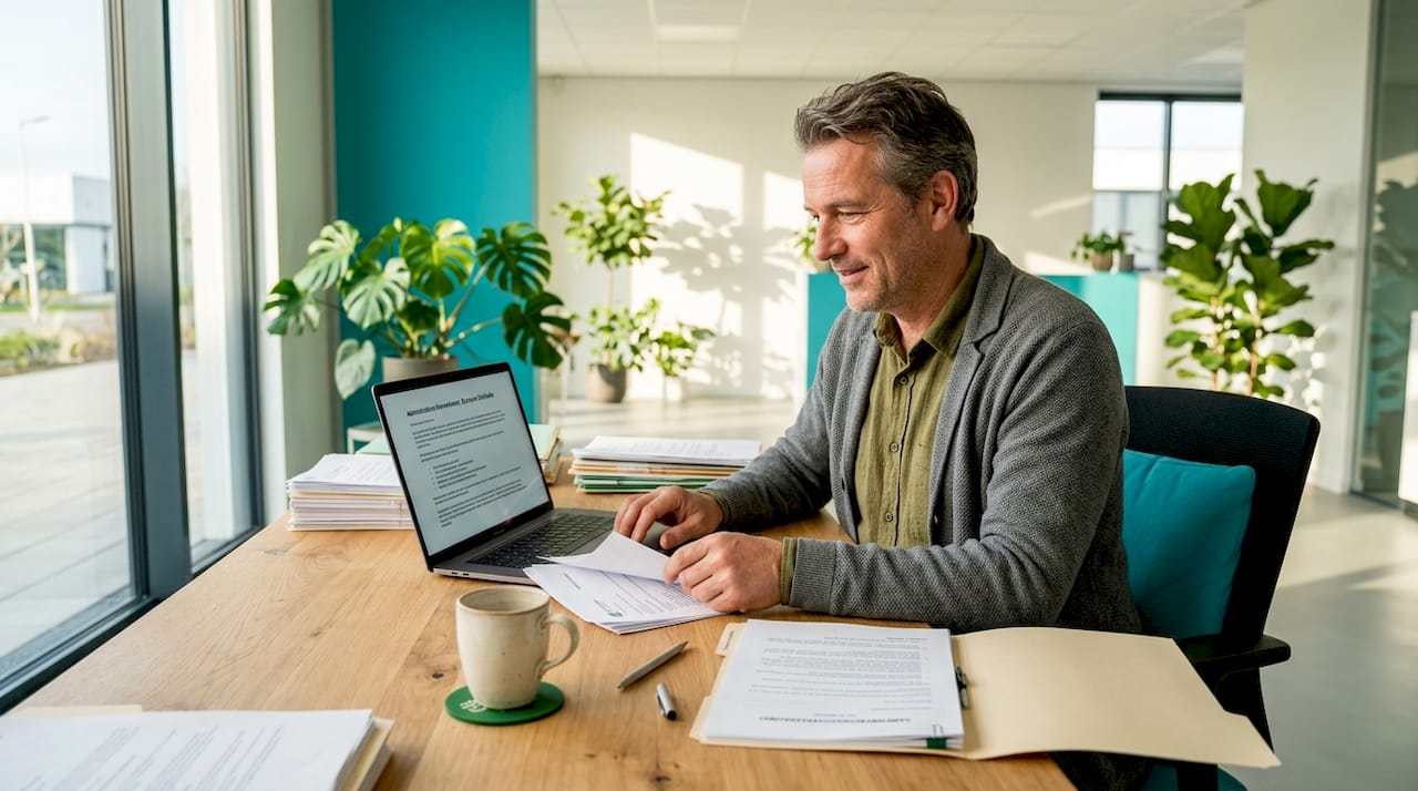 Man is bezig met het afhandelen van administratieve verplichtingen rondom de UPV.
