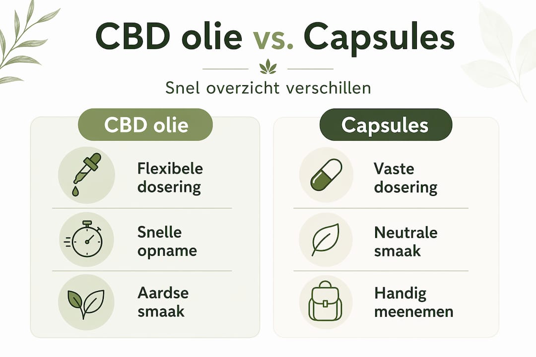 Infographic: CBD-olie of capsules? Alles overzichtelijk op een rij