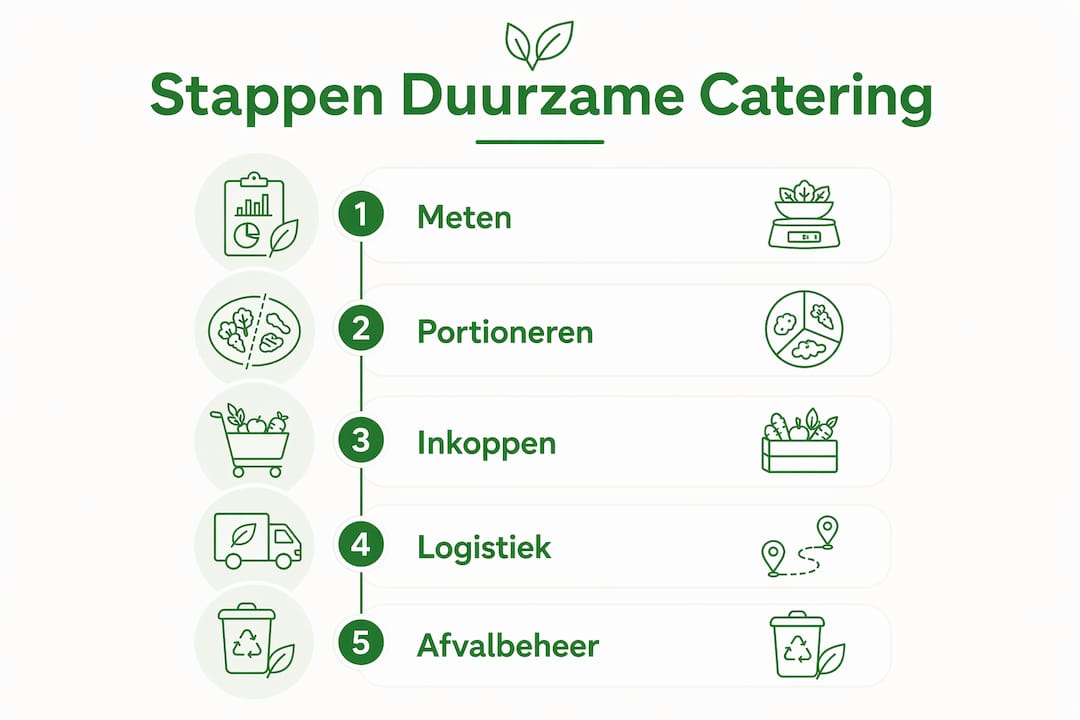 Overzichtelijke infographic: zo verloopt een duurzaam cateringproces stap voor stap