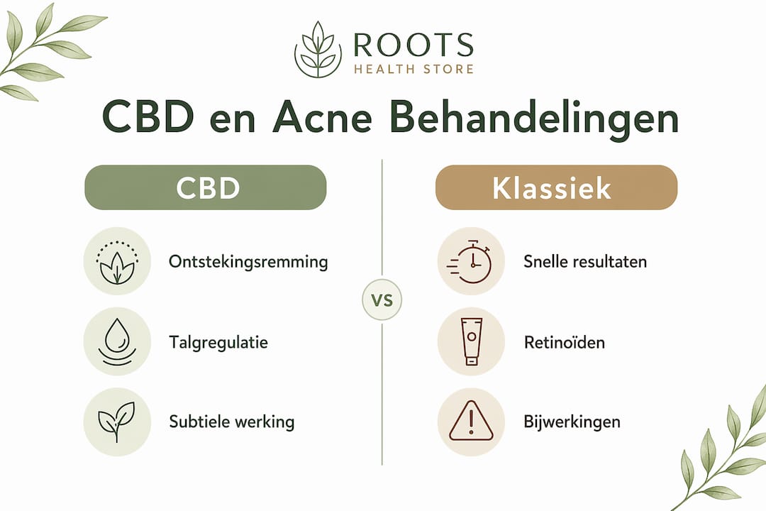 Infographic laat zien hoe CBD zich verhoudt tot traditionele acnebehandelingen