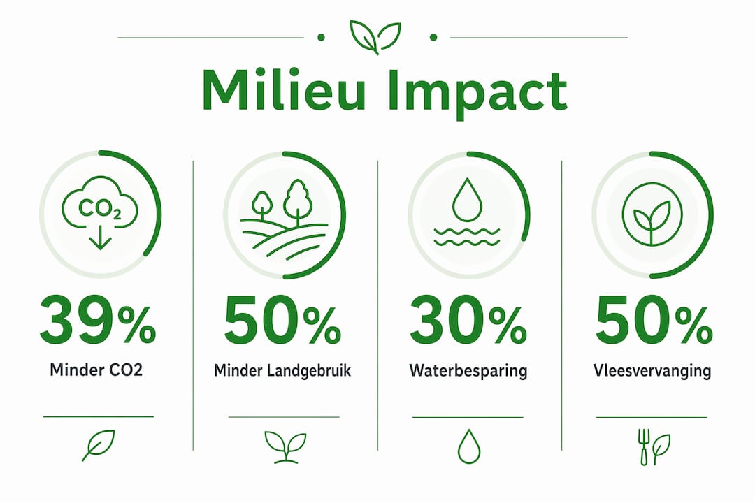 Infographic met cijfers over de milieuwinst van plantaardige alternatieven
