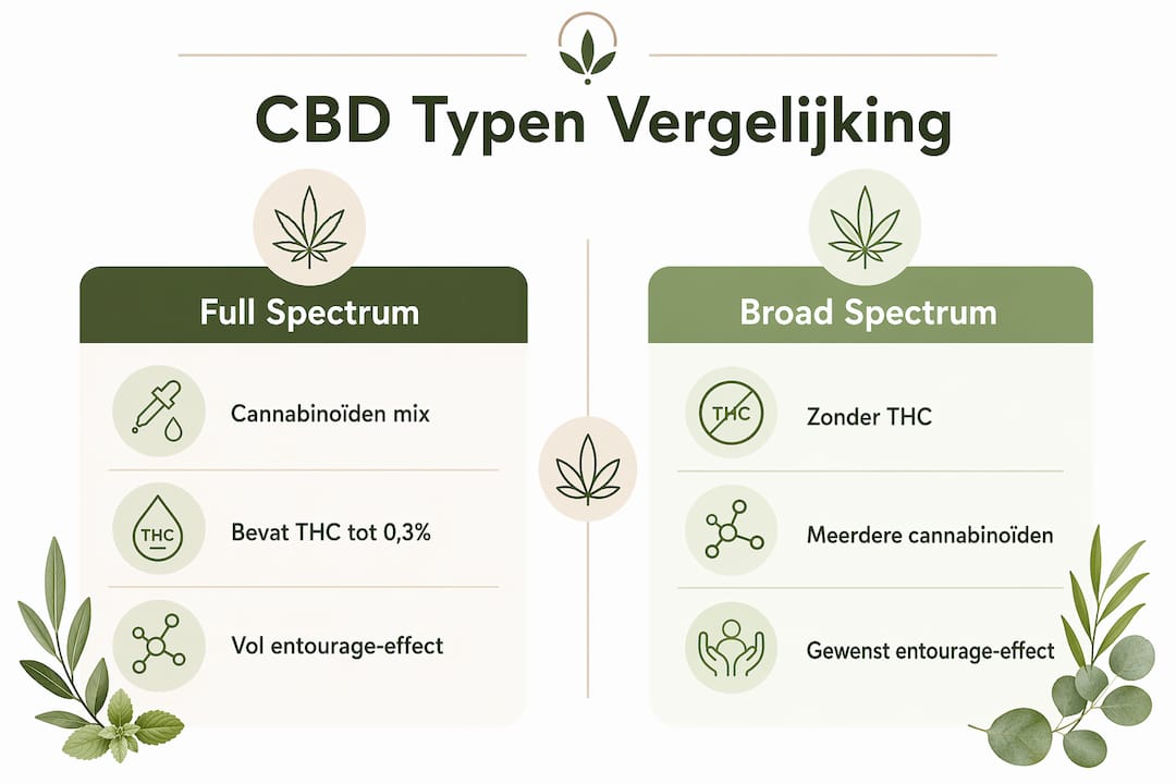 Overzichtelijke infographic: de verschillende soorten CBD op een rij, inclusief hun belangrijkste eigenschappen