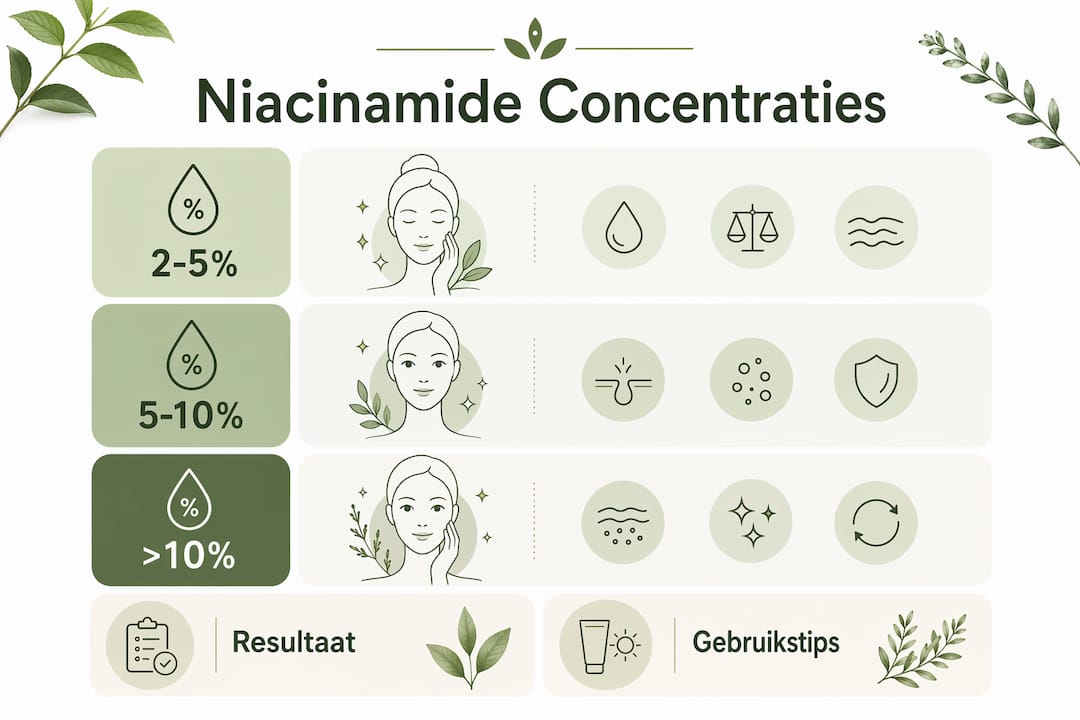 Overzicht: hoe werkt niacinamide en wat doet de concentratie voor je huid?