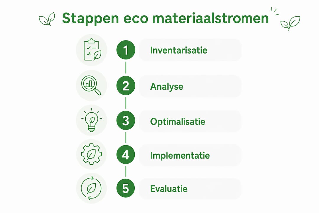 Infographic met een stapsgewijs overzicht van duurzame materiaalstromen binnen de horeca