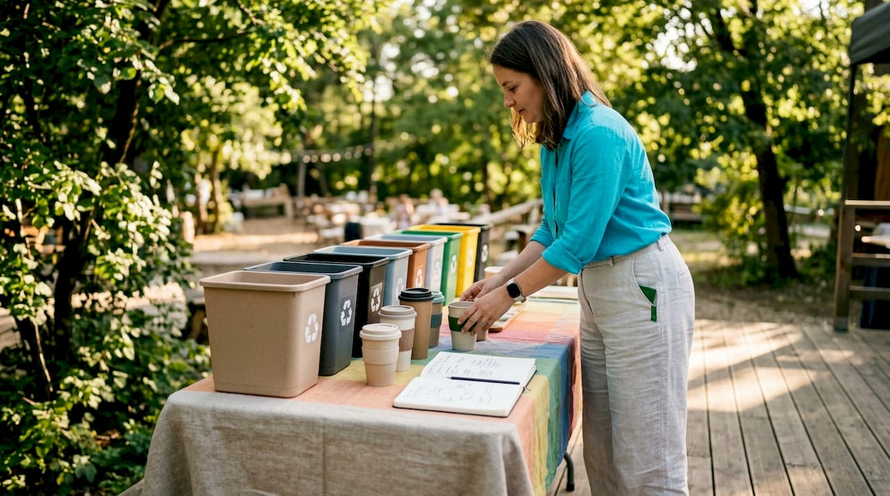 De organisator van het evenement zorgt voor een afvalscheidingspunt op de locatie.