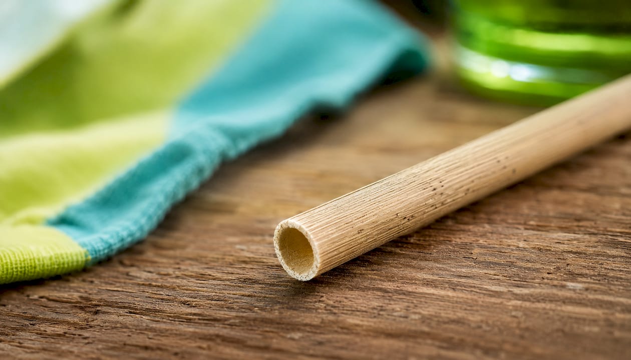 Detailopname van de natuurlijke structuur van een biologisch afbreekbaar rietje