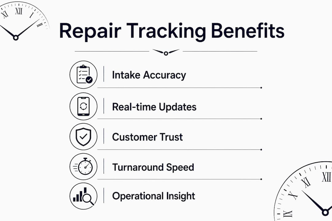 Infographic illustrating watch repair tracking benefits