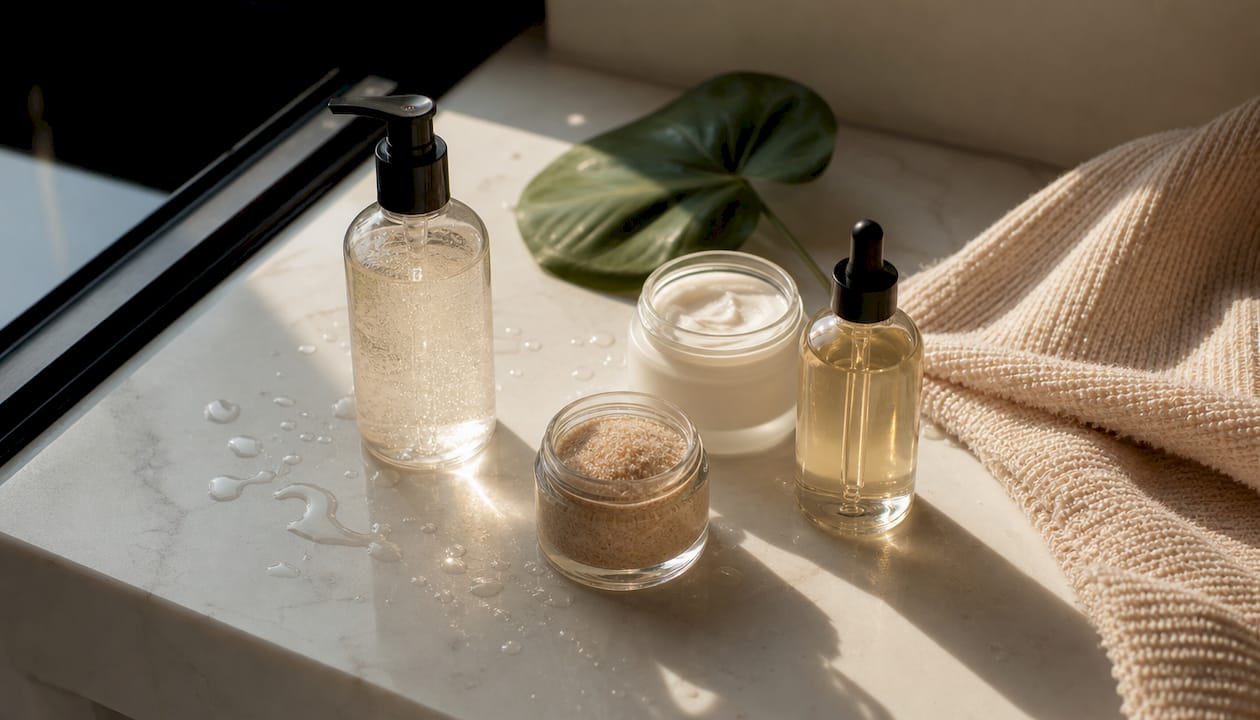 Core affordable body care products lined up