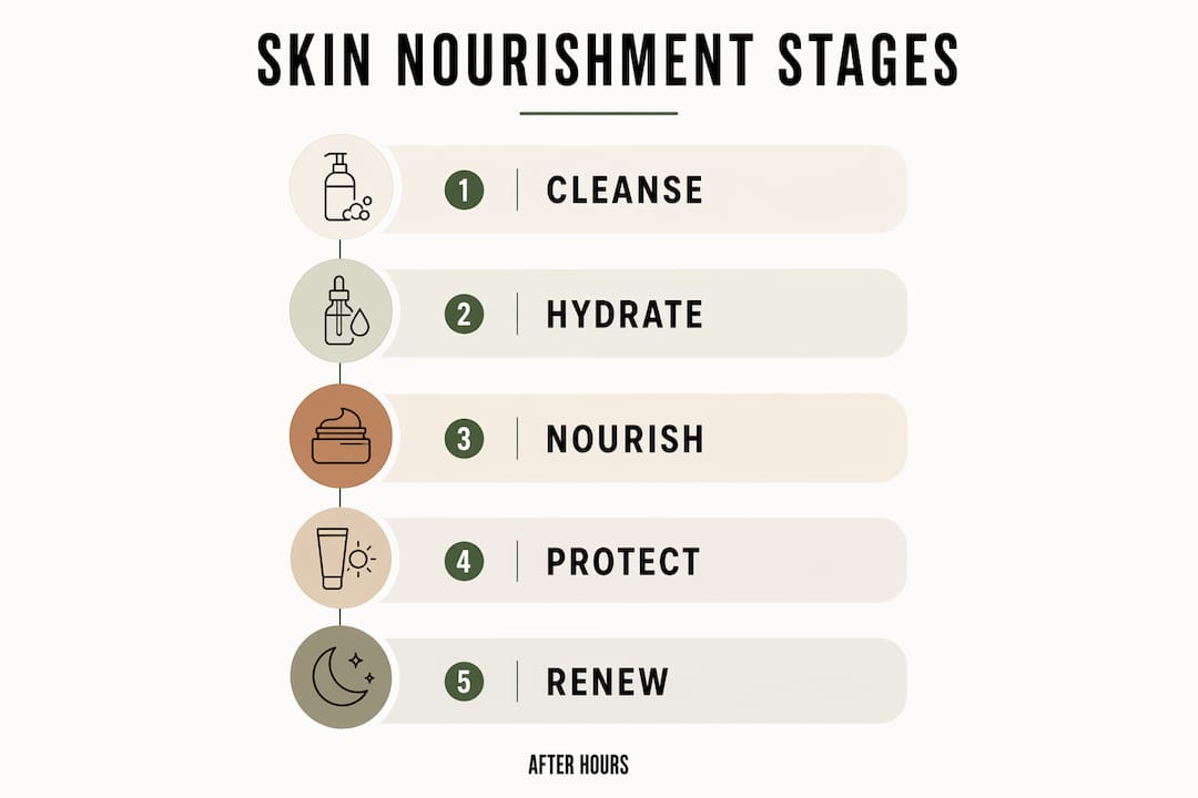 Infographic illustrating skin nourishment stages