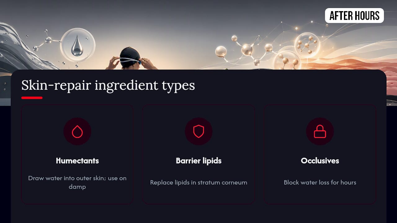 Three ingredient categories for swimmer skin