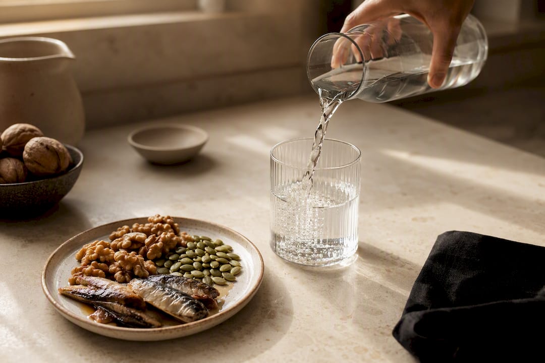 Water and nutrient-rich foods for skin recovery