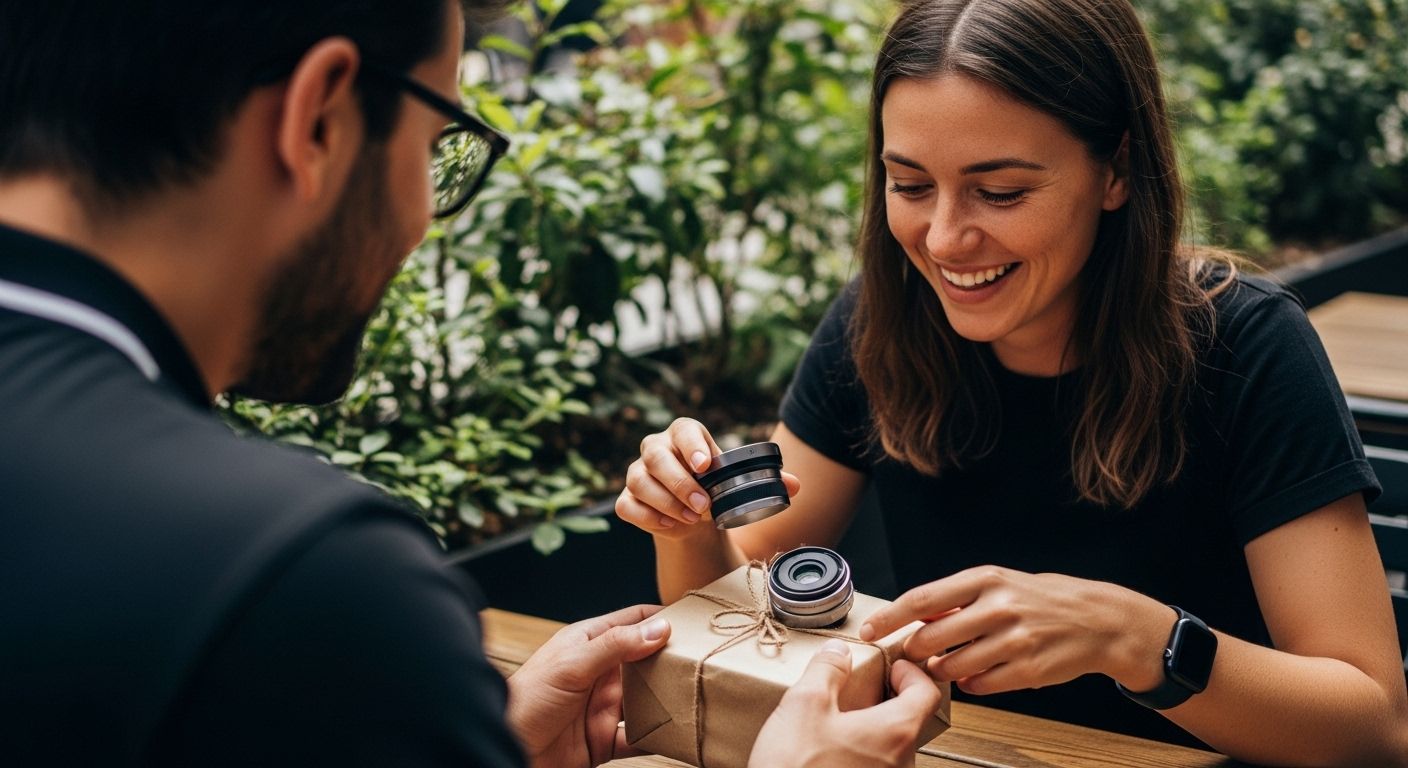 exchanging small business gift