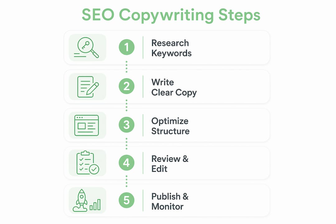 Infographic outlining SEO copywriting steps