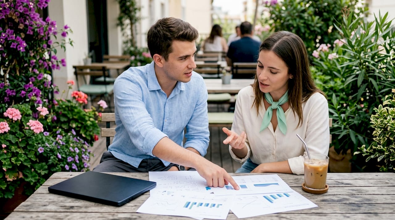 Two ecommerce professionals planning SEO strategy