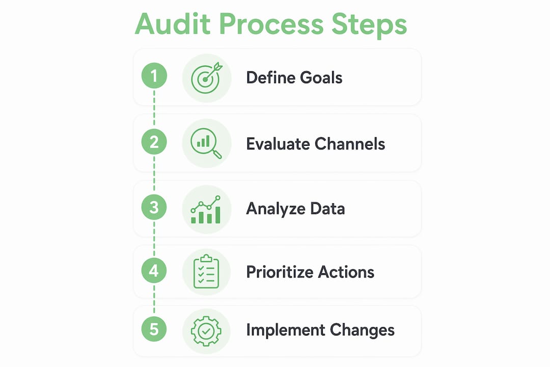Infographic illustrating digital presence audit steps