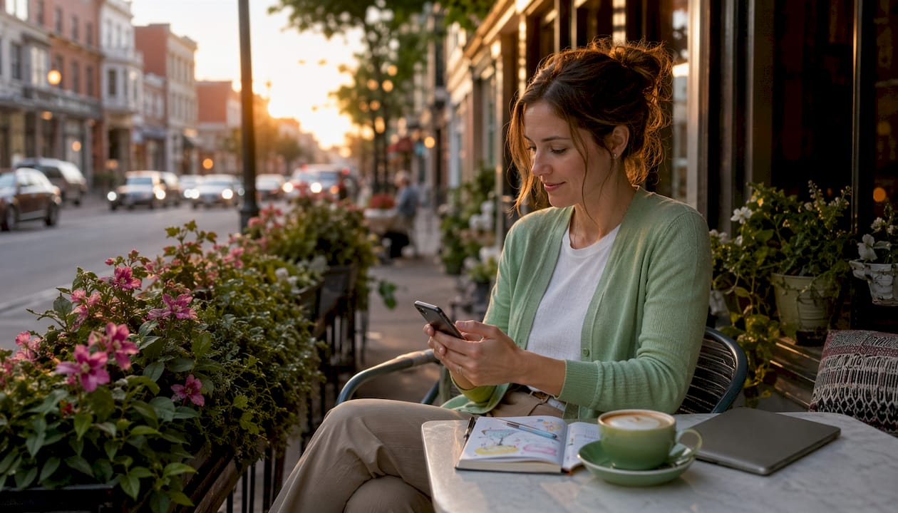 Business owner observing customer social media activity