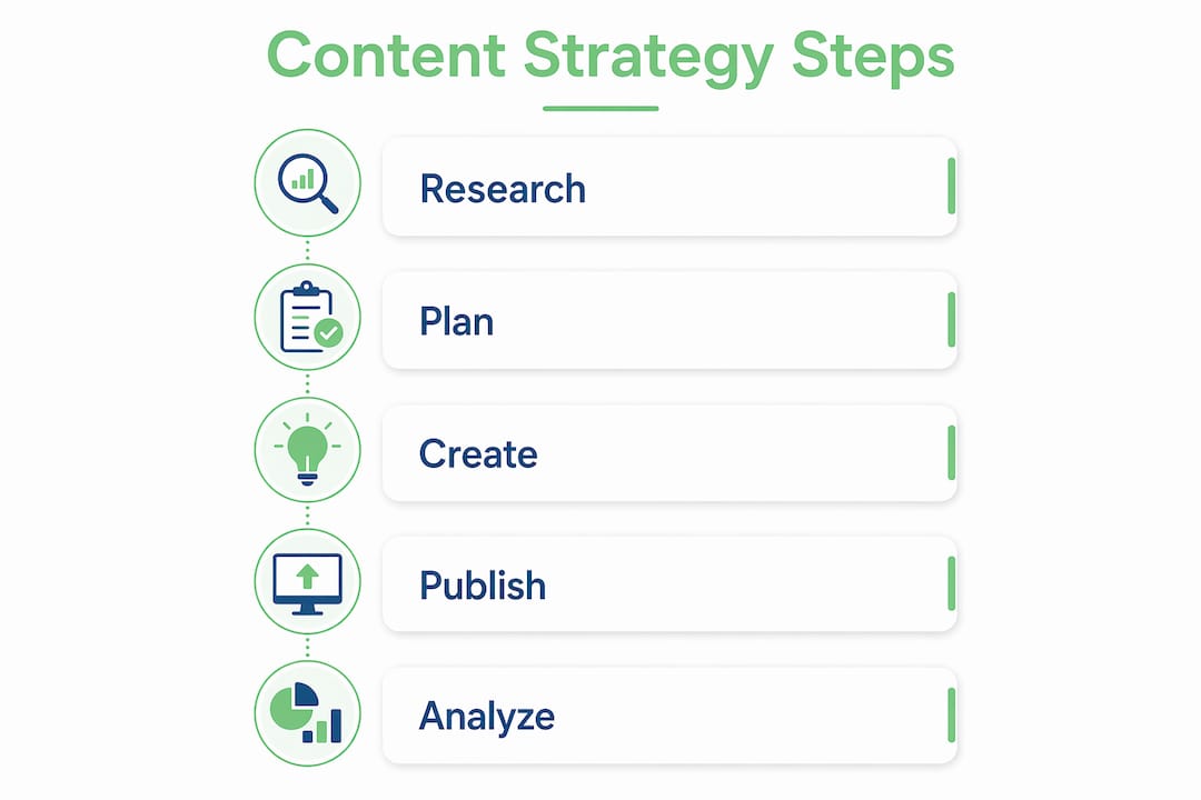 Infographic showing social media content strategy steps