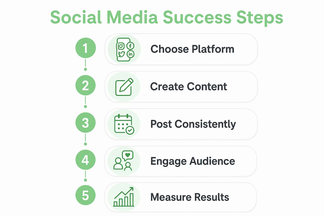Infographic outlining social media success steps