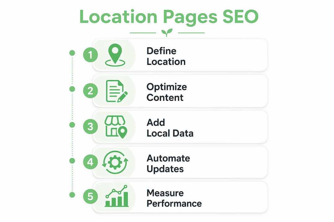 Infographic showing location pages SEO steps