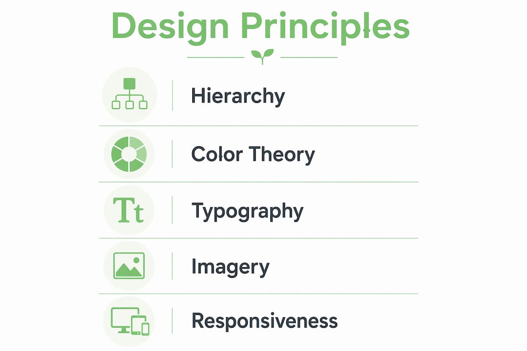 Infographic showing top website design principles step-by-step