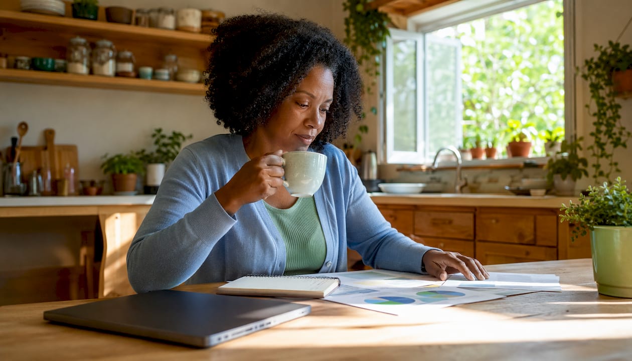 Small business owner reviewing content plan