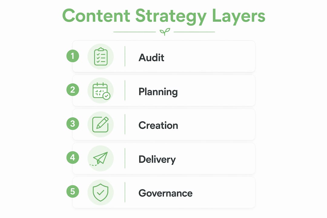 Infographic showing content strategy layers