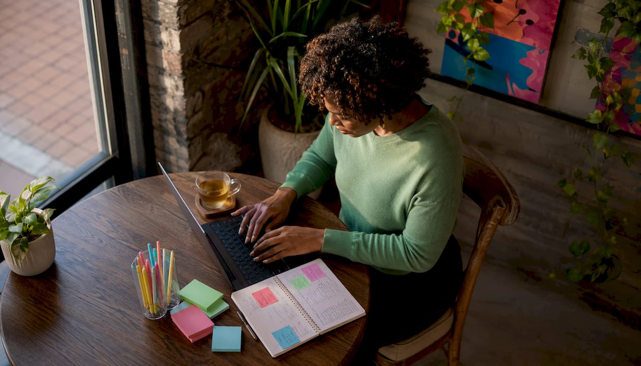 Owner-operator planning social media posts