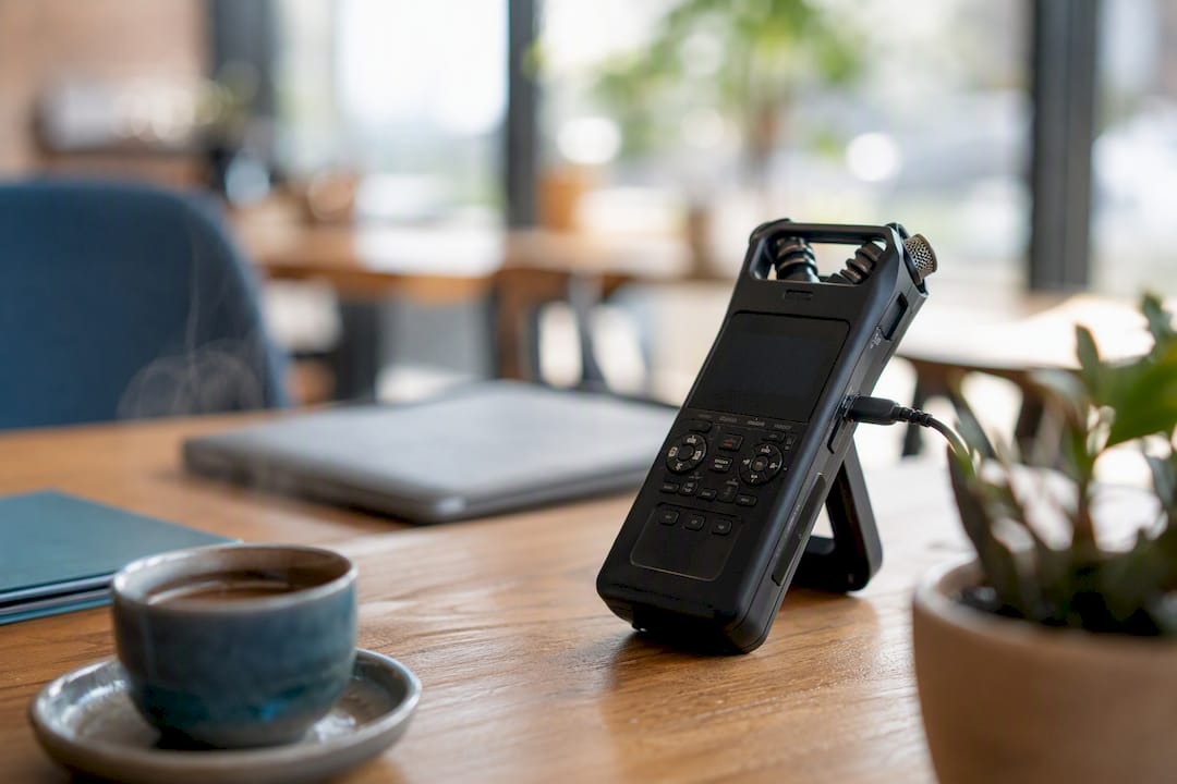 Audio recording device on meeting table