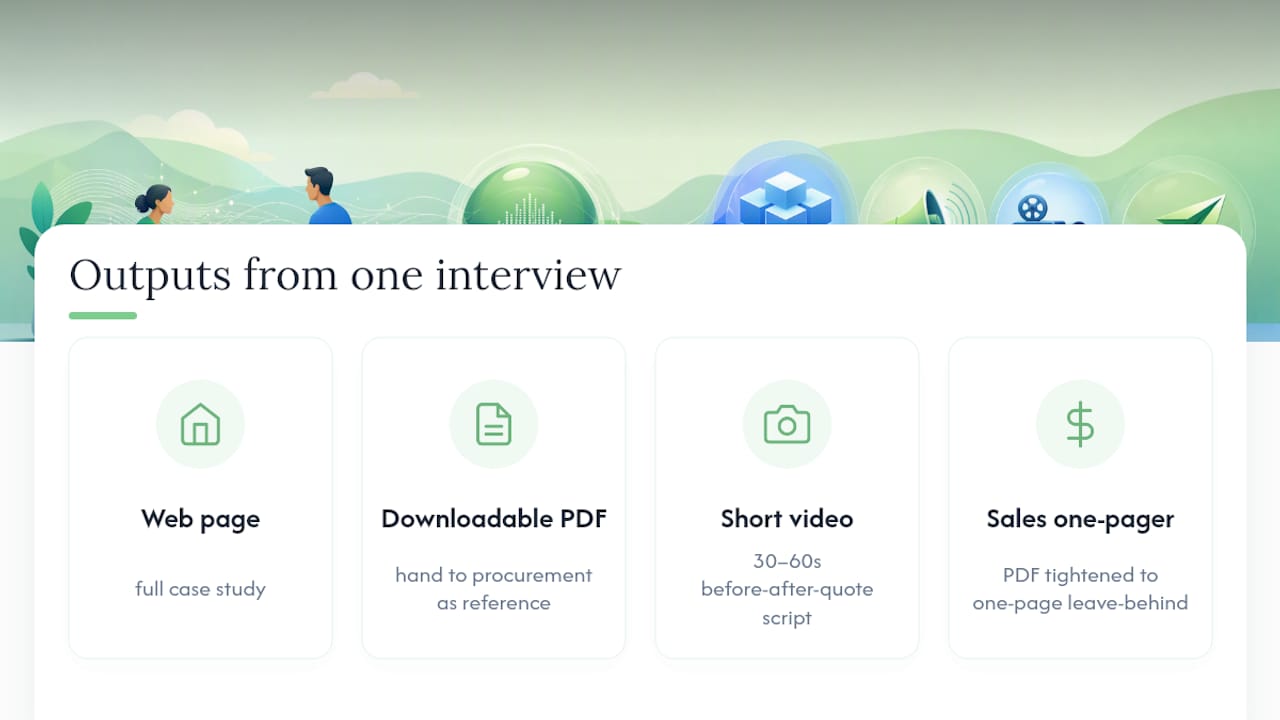 One interview branching into four assets