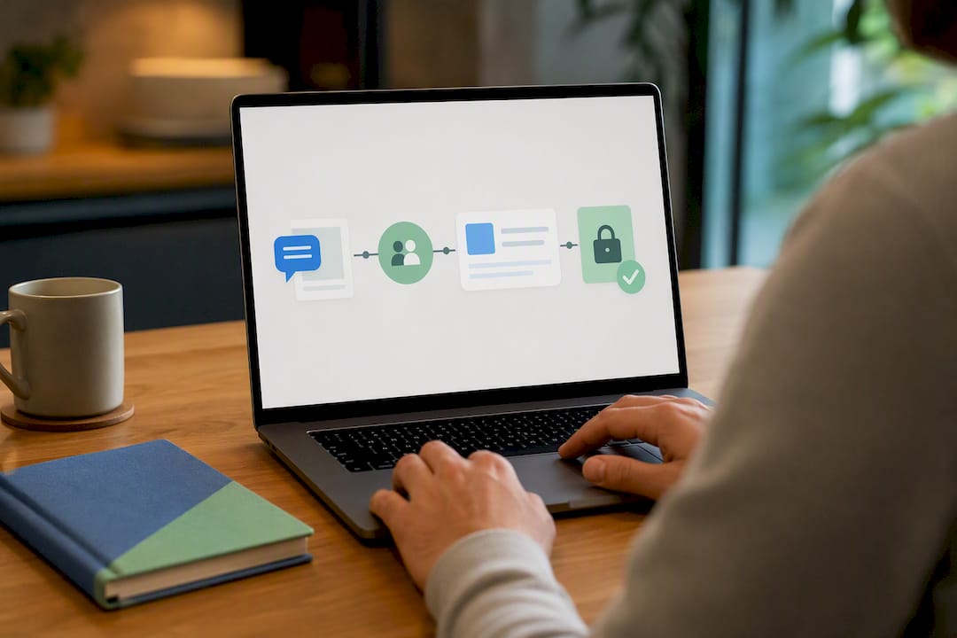 Four-stage LinkedIn outreach flow illustration