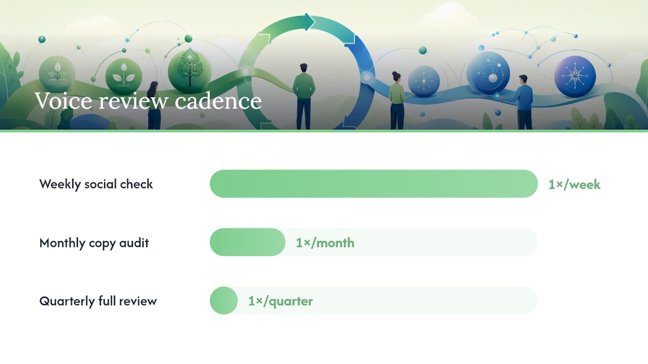 Weekly monthly quarterly voice review cadence