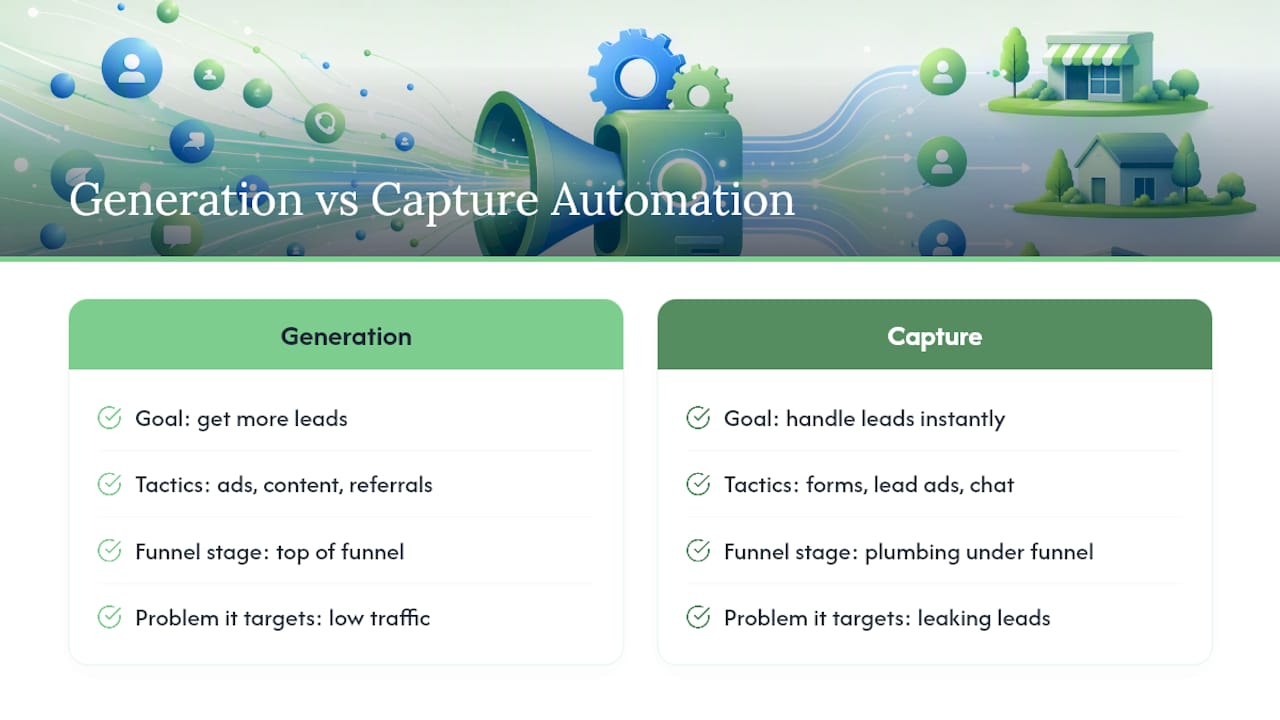 Why Automate Lead Capture (And How It's Different From Lead Generation) — overview diagram