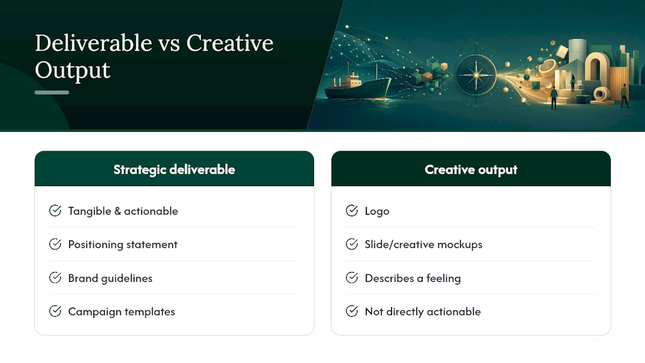What Counts as a Brand Strategy Deliverable, and Why It Matters — overview diagram