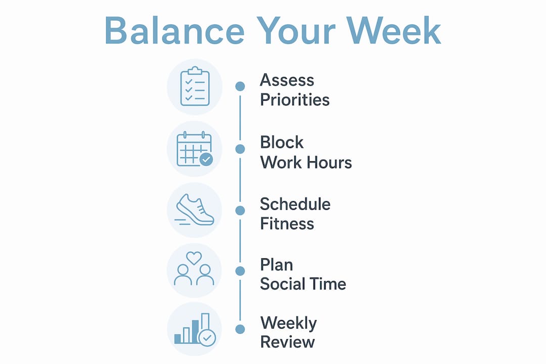 Infographic illustrating weekly balancing steps