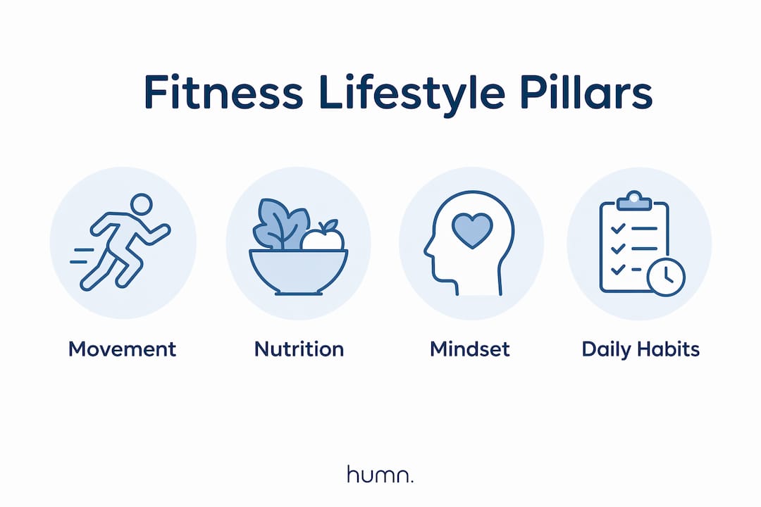 Infographic illustrating core fitness lifestyle components