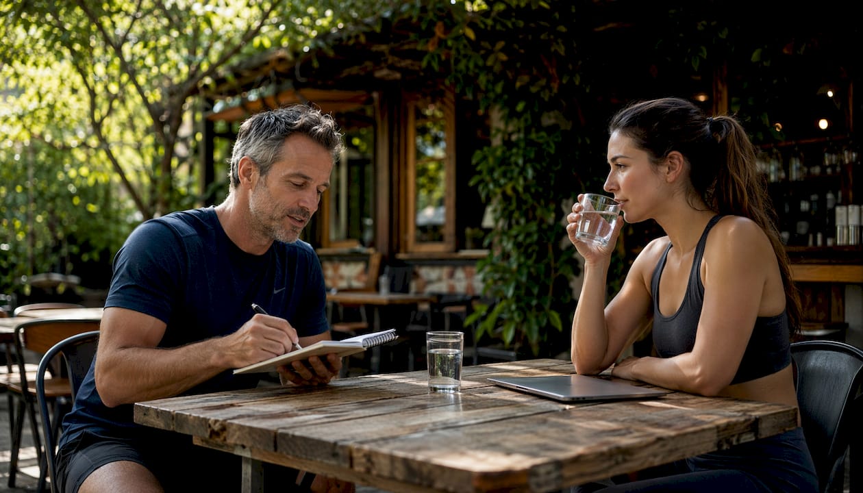 Trainer and client discussing lifestyle intake
